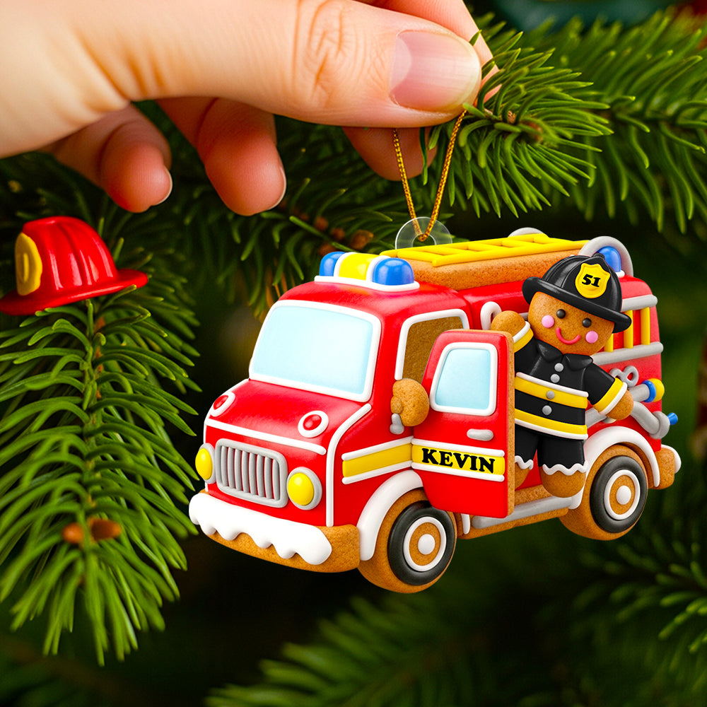 "Celebrate the Hero in Your Life!" - Firefighter Gingerbread Ornament - Personalized Gift for Firefighters, Kids, and Christmas Lovers Ornament PopCulturePrints