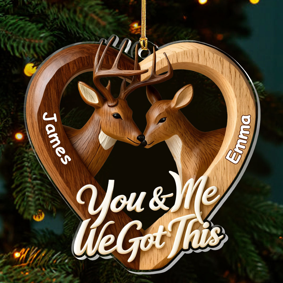 Personalized Deer Couple Ornament for Couples - Romantic Christmas Gift Ornament MagicInPrints