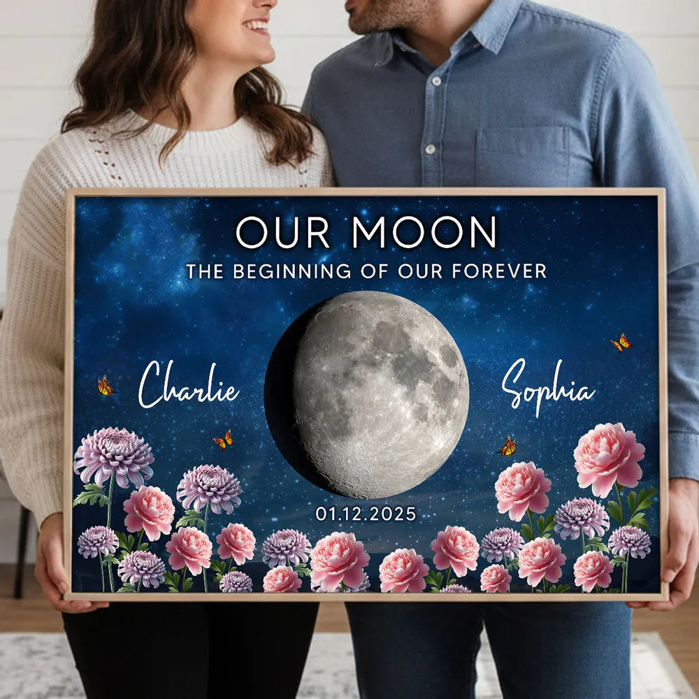 Personalized Moon Phase Wall Art for Couples - Romantic Anniversary Gift Poster or Canvas MagicInPrints