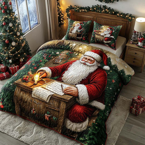 Bring Holiday Cheer – Personalized 3-Piece Quilted Bedding Set – Gift for Families Quilted Bedding Set V2 MagicInPrints
