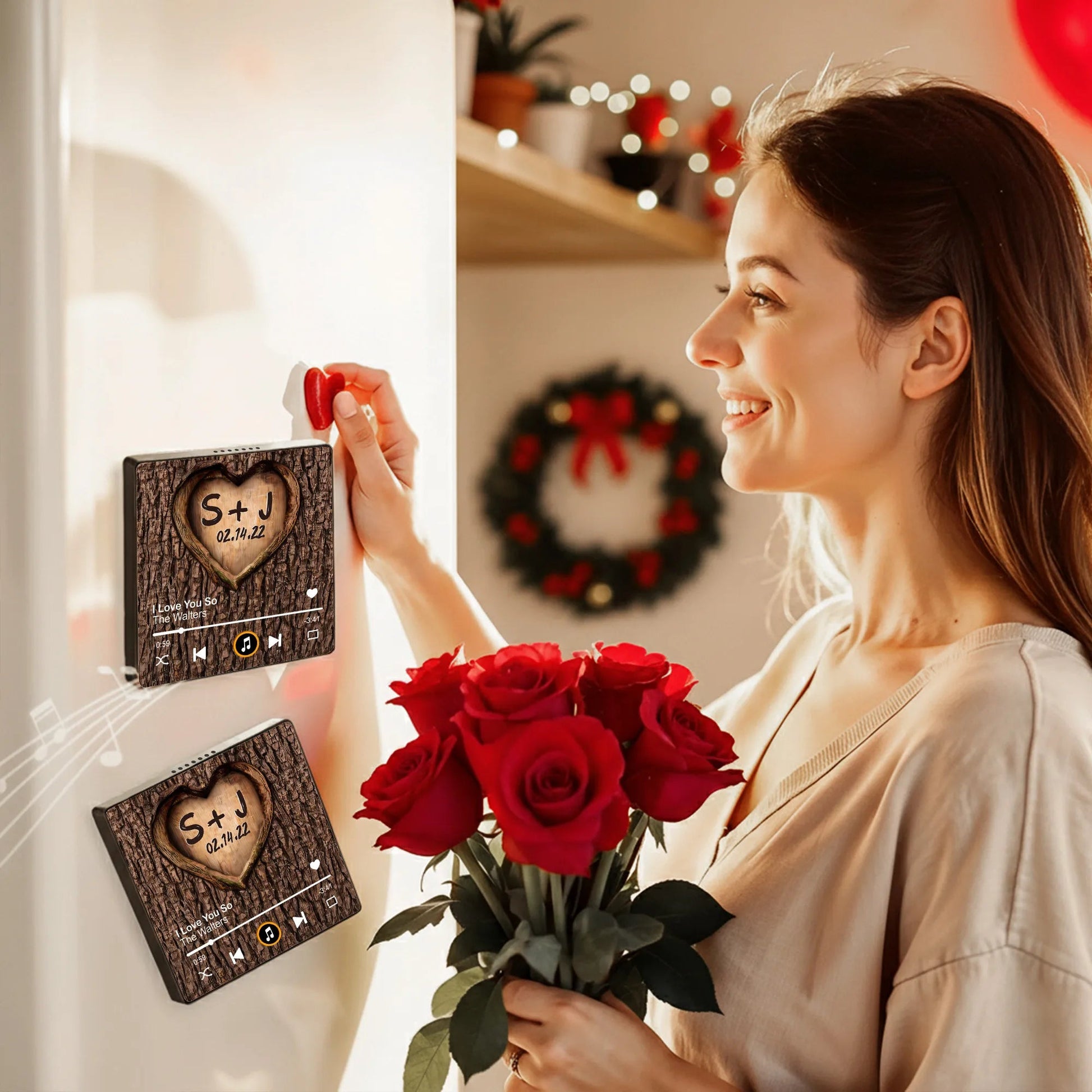 Personalized Music Plaque for Couples with Heart Carving - Romantic Gift Fridge Magnet MagicInPrints