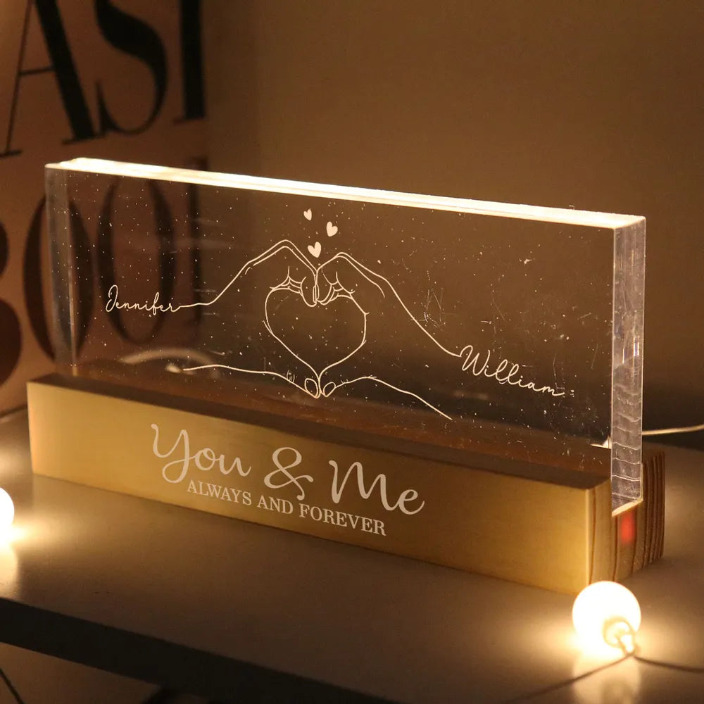 Personalized LED Night Light for Couples with Custom Names - Romantic Gift for Anniversary Plaque MagicInPrints