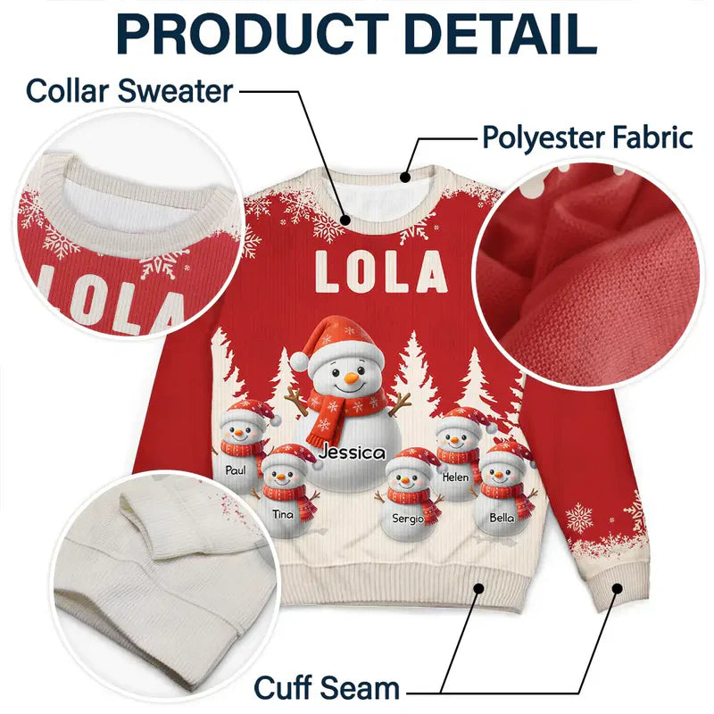 Personalized Christmas Sweatshirt for Grandma - Custom Snowman Family Design Cloth MagicInPrints
