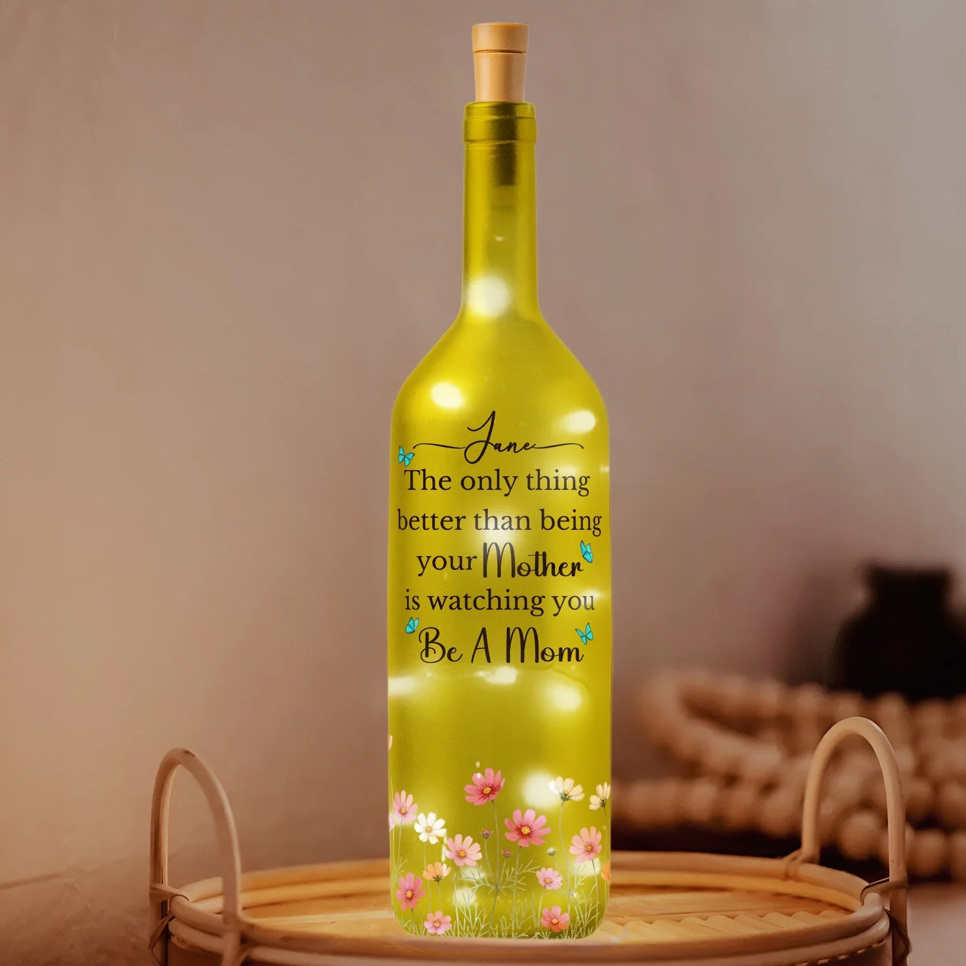 Personalized LED Wine Bottle Lamp for Mothers - Sentimental Gift for Home Decor Lamp MagicInPrints