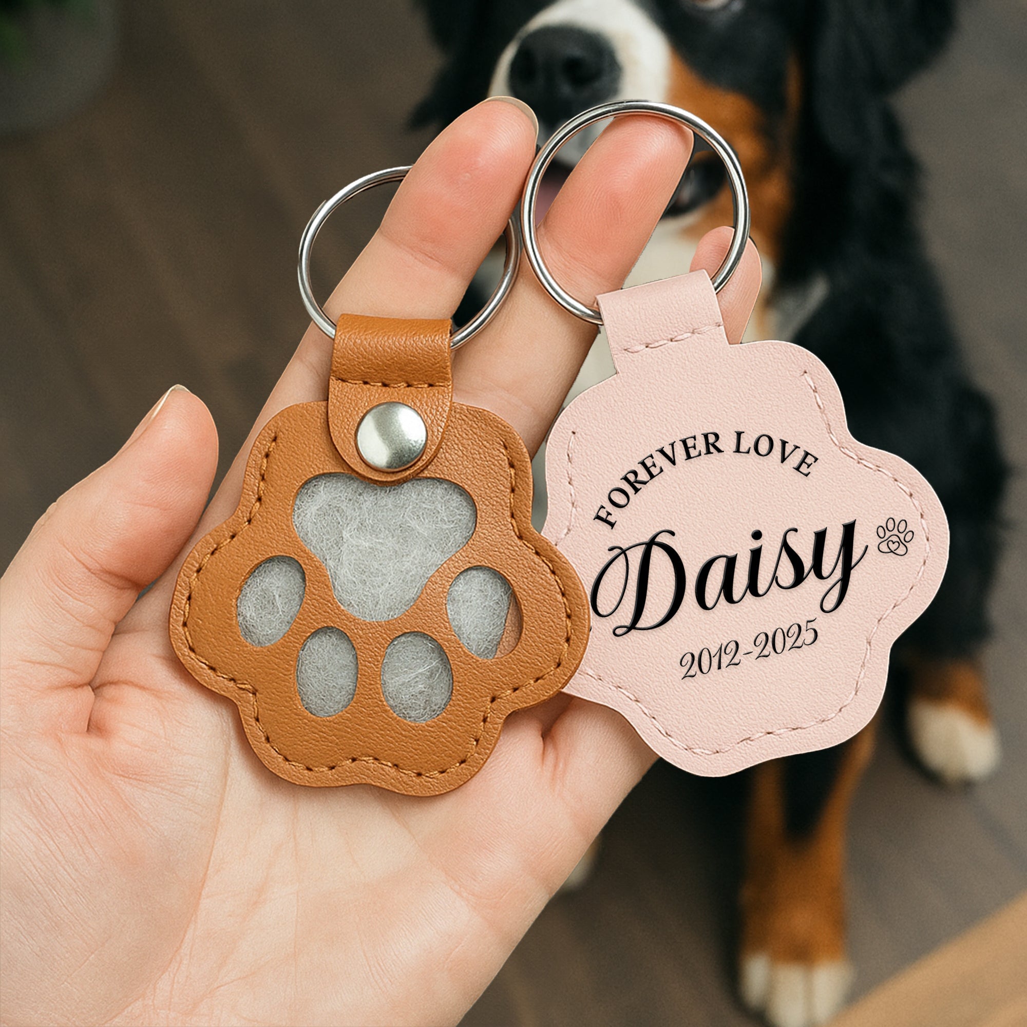 Forever Love: Personalized Pet Fur Storage Keychain - A Meaningful Memorial Gift for Pet Lovers Keychains PopCulturePrints