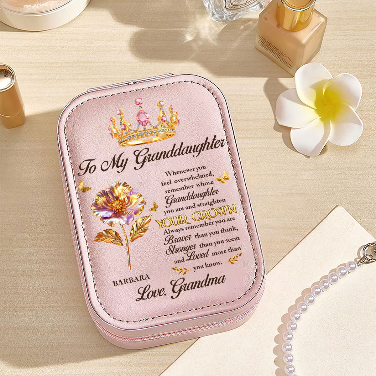 Personalized Jewelry Box for Granddaughter with Inspirational Message - Sentimental Gift Beauty Tools MagicInPrints
