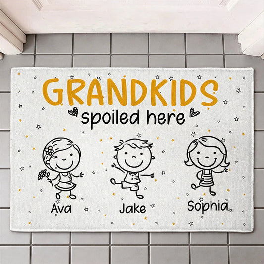 Personalized Grandkids Spoiled Here Door Mat for Grandparents - Custom Names Doormat MagicInPrints