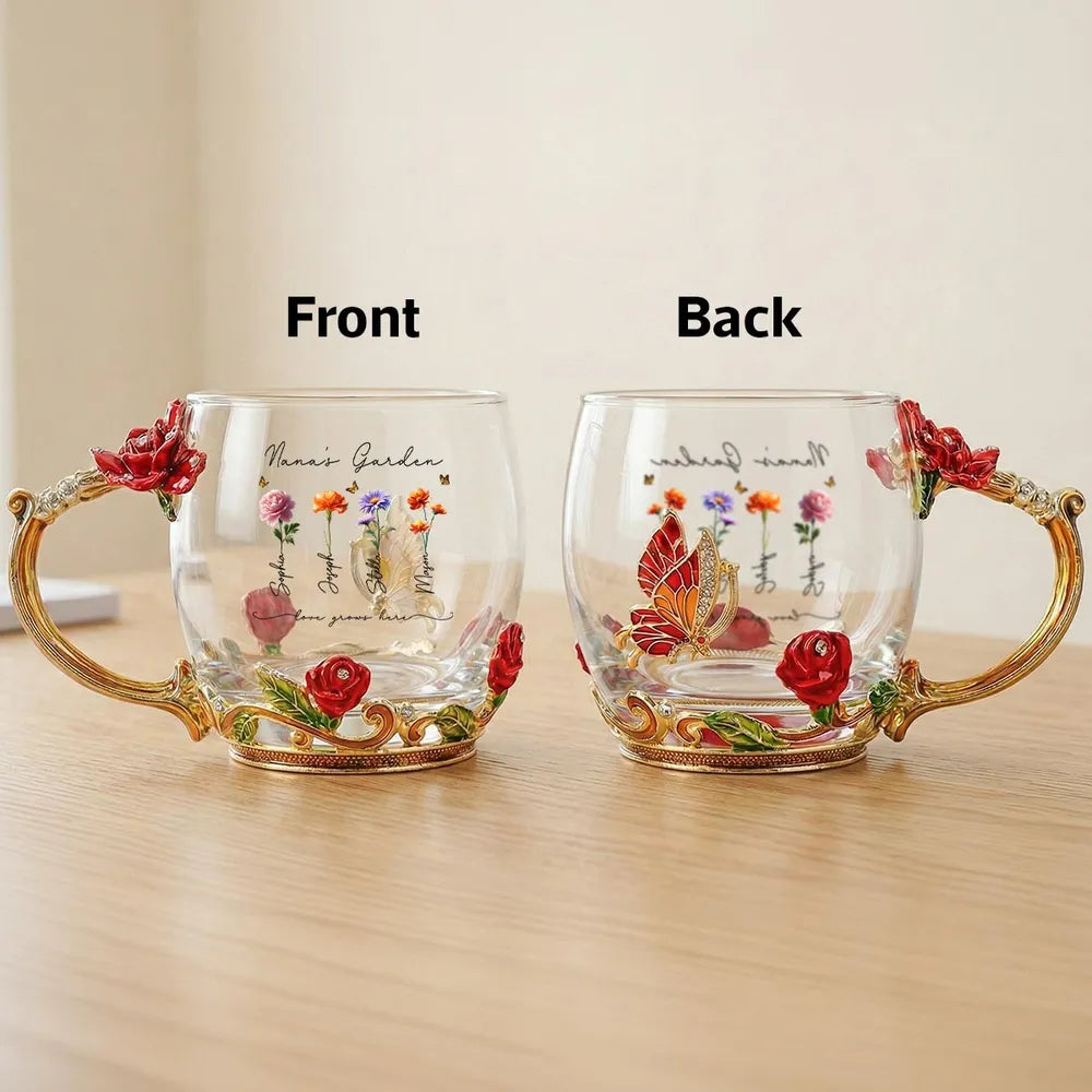 Personalized Glass Mug for Nana with Floral Design - Perfect Gift for Mother's Day or Birthday Cup MagicInPrints