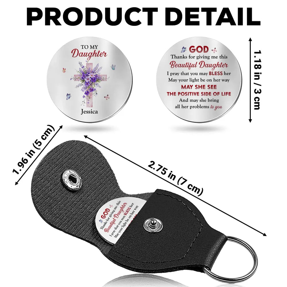 Personalized Leather Keychain for Daughter with Inspirational Message - Sentimental Gift Keychain MagicInPrints
