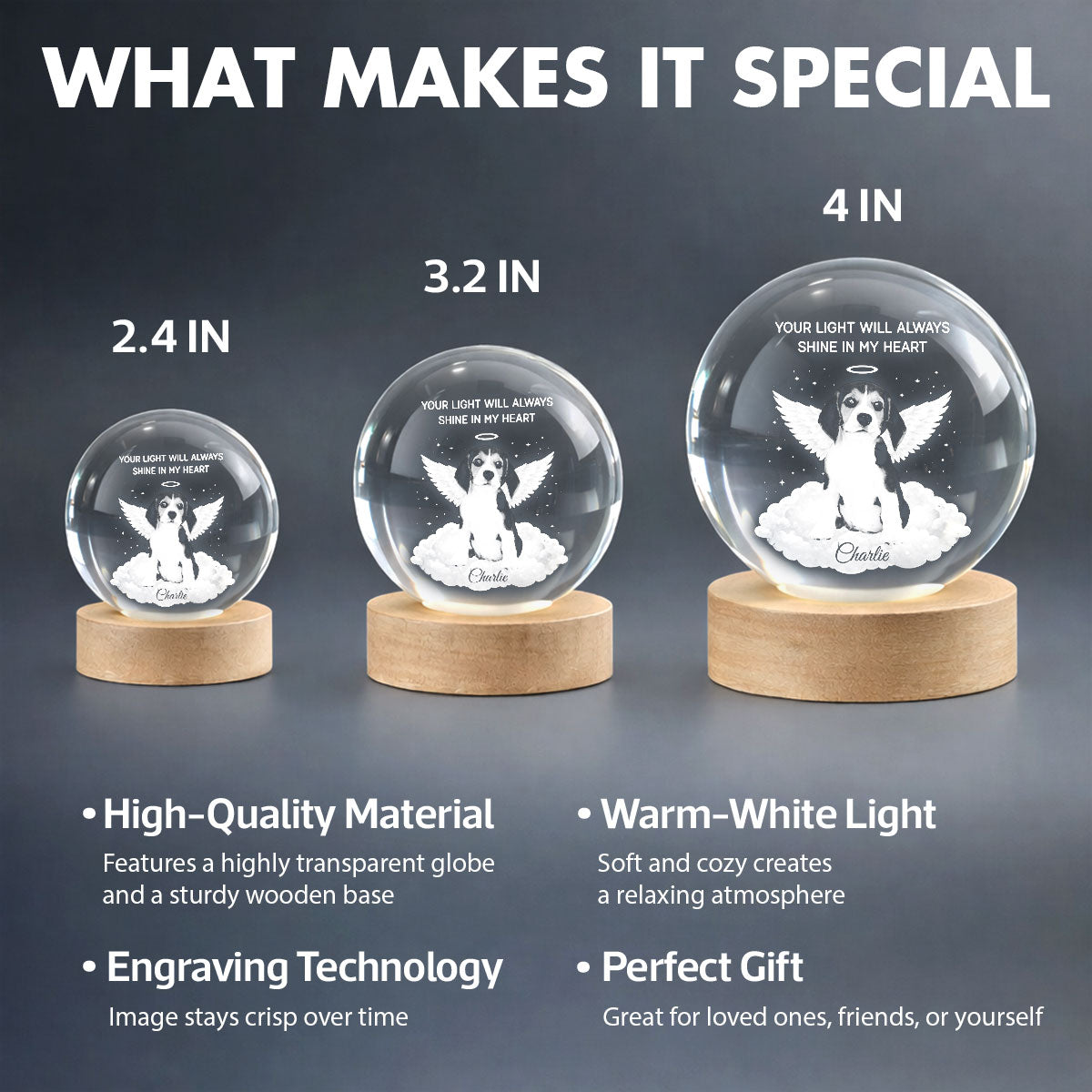 Personalized Pet Memorial Crystal Ball Light for Cat Lovers - Sentimental Keepsake Lamp MagicInPrints