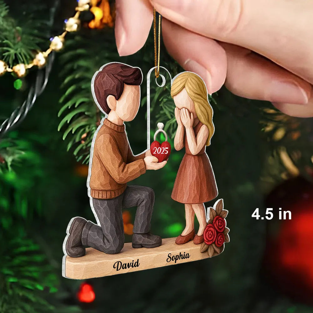 Personalized Engagement Ornament for Couples - Romantic Christmas Proposal Keepsake Ornament MagicInPrints