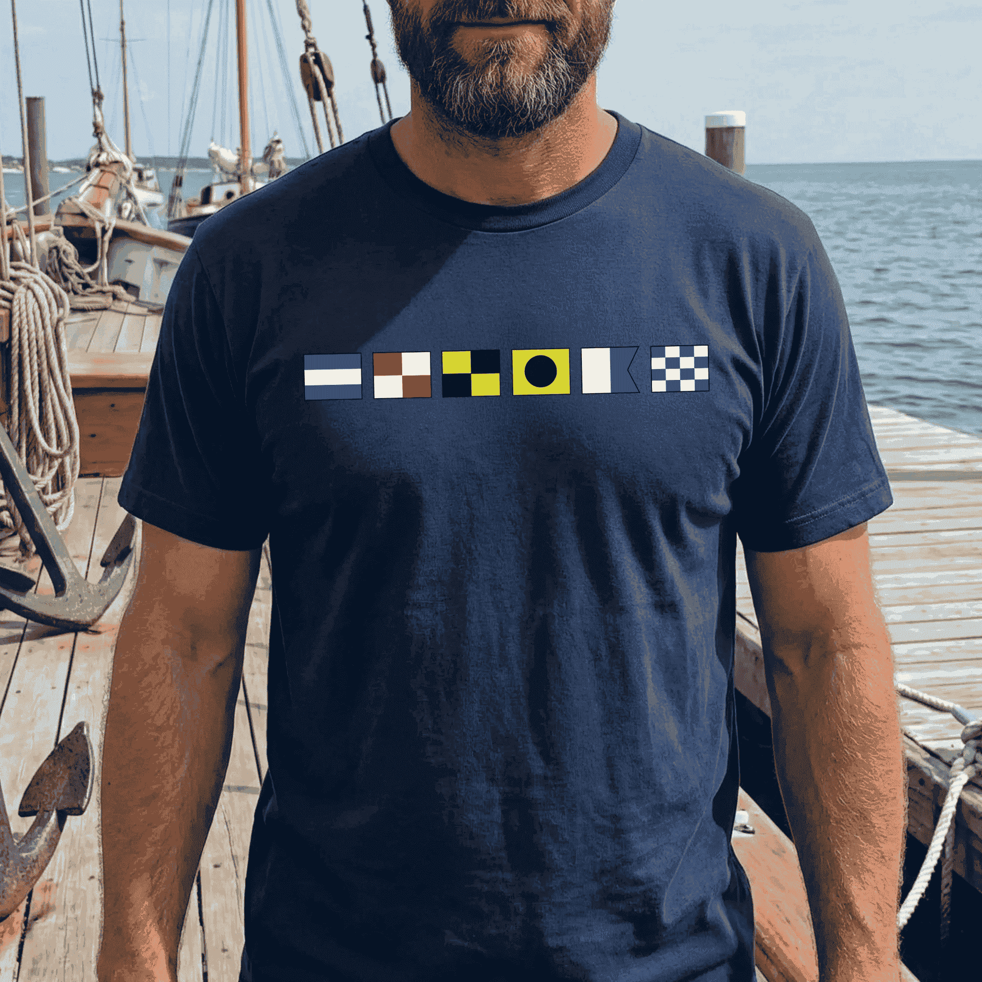 Nautical Signal Flags T-Shirt for Men - Casual Maritime Style Cloth MagicInPrints