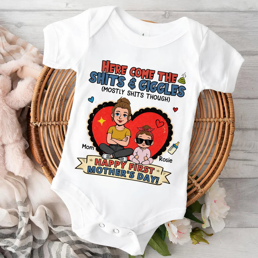 Personalized Baby Onesie for Mom and Baby - Funny First Mother's Day Gift Cloth MagicInPrints