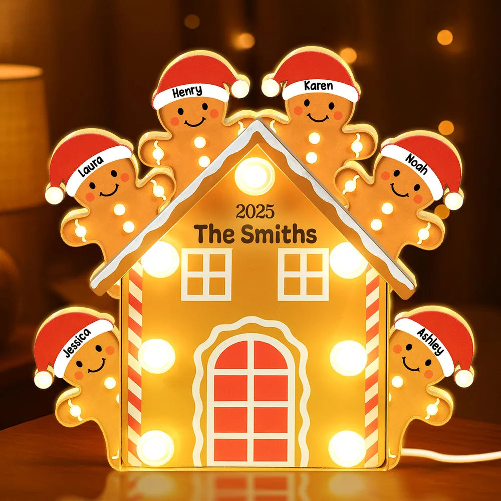 Personalized Gingerbread Family LED Light Decoration - Christmas Home Decor Plaque MagicInPrints