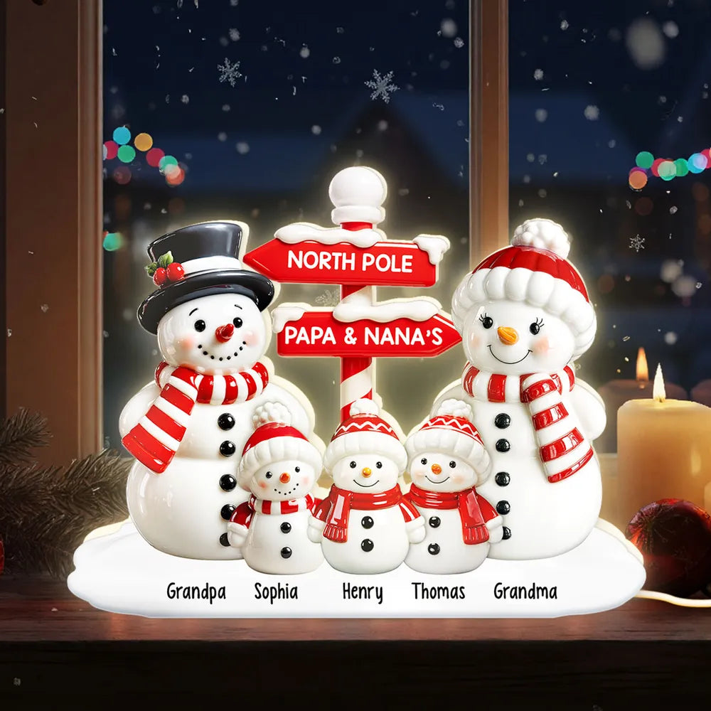 Personalized Snowman Family Christmas Decoration for Grandparents - Holiday Keepsake Plaque MagicInPrints