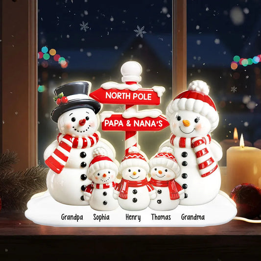 Personalized Snowman Family Christmas Decoration for Grandparents - Holiday Keepsake Plaque MagicInPrints