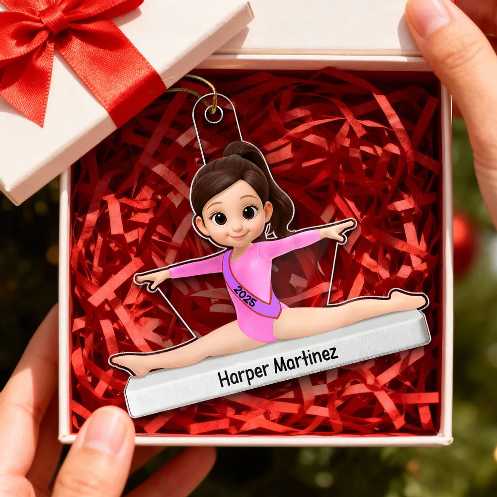 Personalized Gymnastics Ornament for Kids - Custom Name & Year - Christmas Decor Ornament MagicInPrints