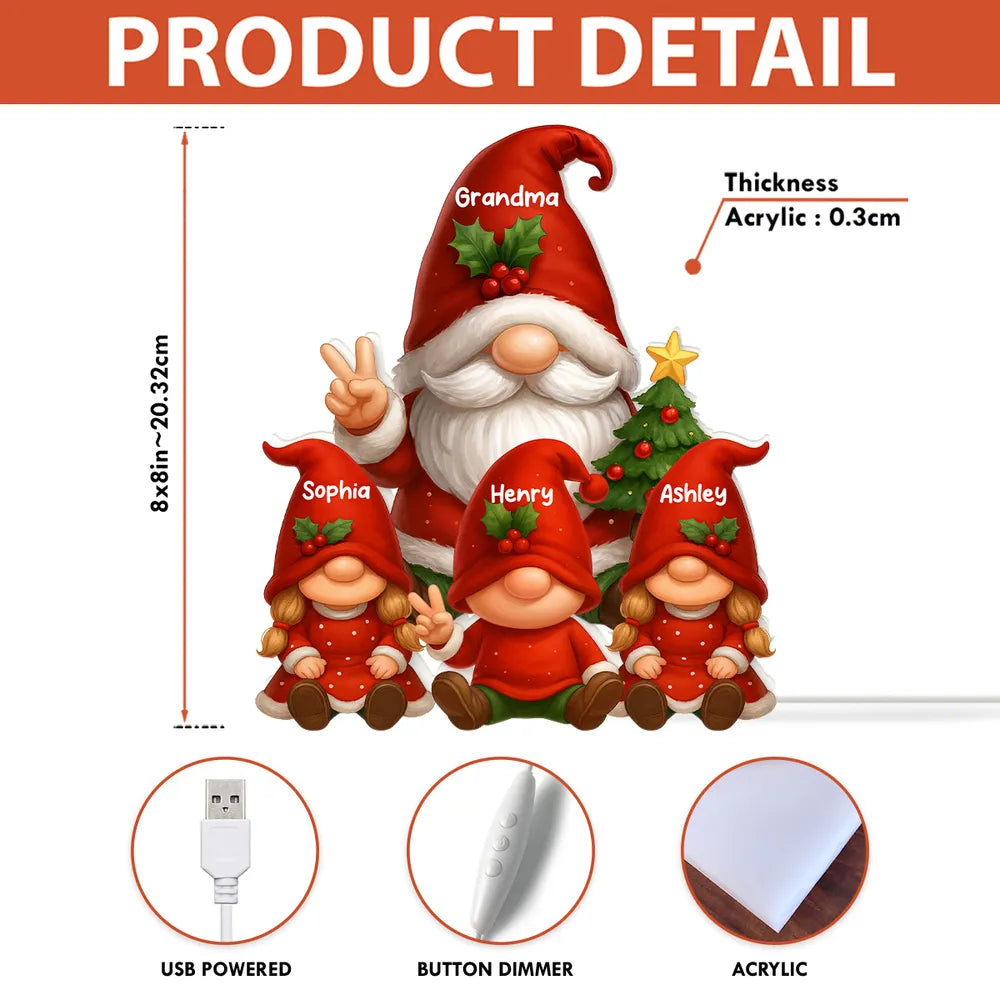 Personalized Christmas Gnome Family Figurine for Grandparents - Holiday Decor Plaque MagicInPrints