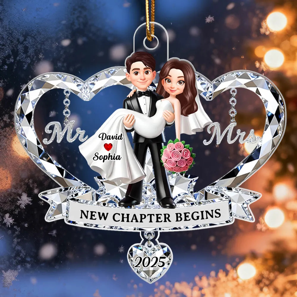 Personalized Wedding Ornament for Couples - First Christmas as Mr. and Mrs. 2025 Ornament MagicInPrints