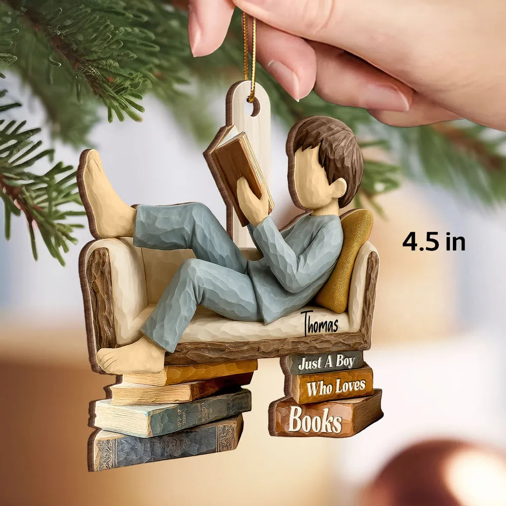 Personalized Girl Reading Figurine Ornament - Book Lover Gift Ornament MagicInPrints