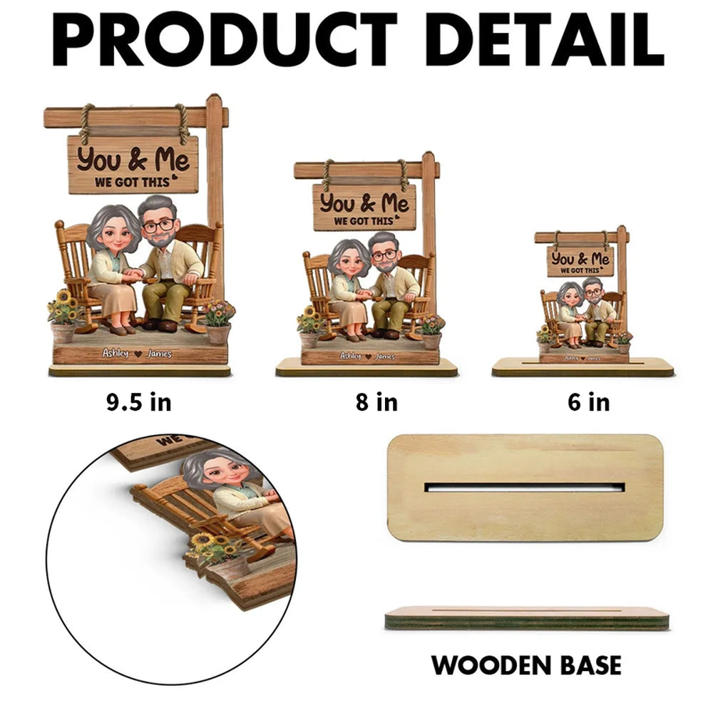 Personalized Wooden Couple Figurine for Seniors - Anniversary Gift Plaque MagicInPrints