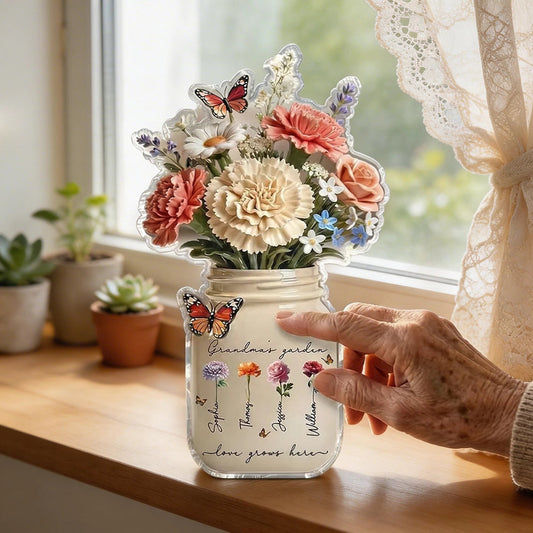 Custom Acrylic Flower Bouquet for Grandma - Personalized Mother's Day Gift Plaque MagicInPrints