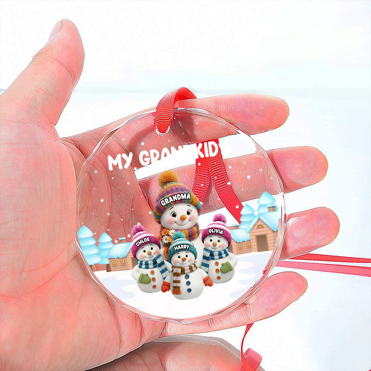 Personalized Snowman Family Ornament for Grandparents - Christmas Decoration Ornament MagicInPrints
