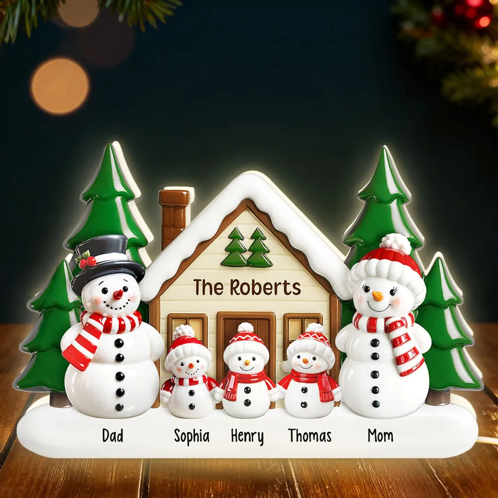 Personalized Family Snowman Christmas Ornament - Holiday Decoration Plaque MagicInPrints