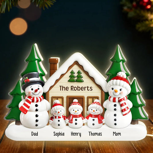 Personalized Family Snowman Christmas Ornament - Holiday Decoration Plaque MagicInPrints