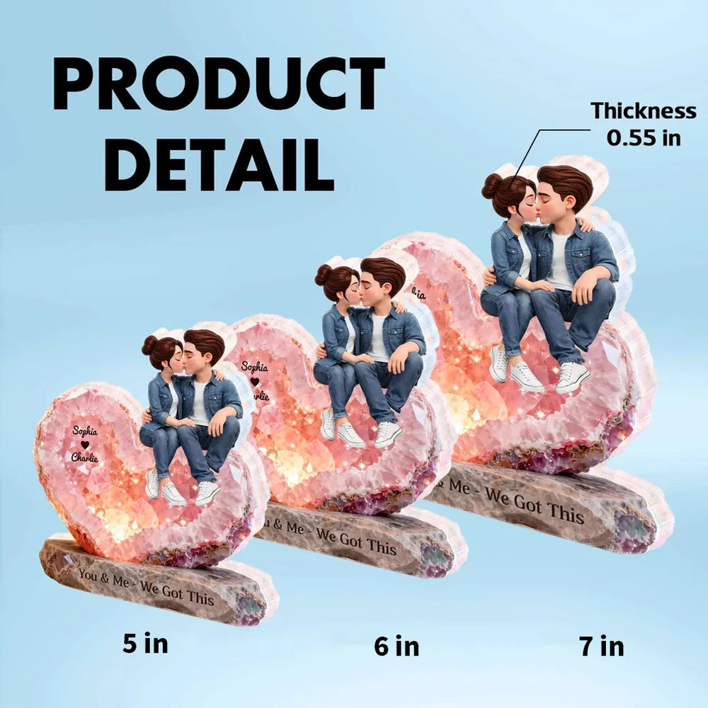 Personalized Heart Crystal Couple Figurine for Romantic Gift - Anniversary Keepsake Plaque MagicInPrints