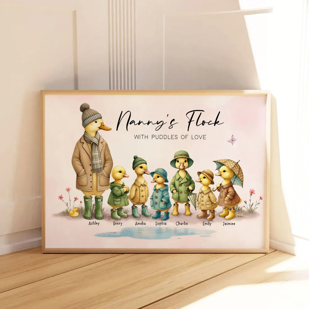 Personalized Family Duck Print for Nanny - Sentimental Gift with Names Poster or Canvas MagicInPrints