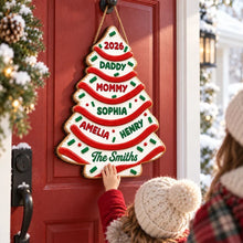Load image into Gallery viewer, Personalized Wooden Christmas Tree Sign Custom Family Decor Gift
