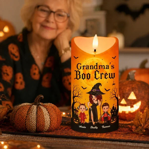 Personalized Flameless LED Candle for Grandma Halloween Decor Gift