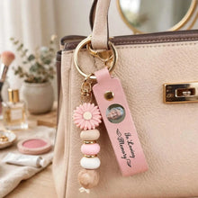 Load image into Gallery viewer, Personalized PU Leather Daisy Keychain In Loving Memory Gift for Family
