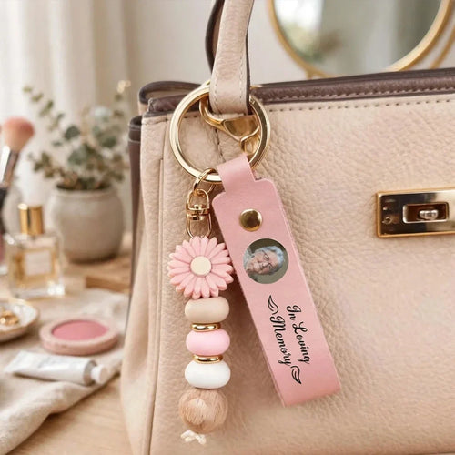 Personalized PU Leather Daisy Keychain In Loving Memory Gift for Family