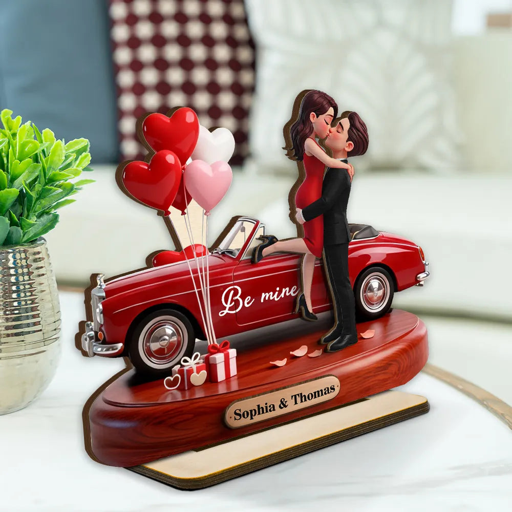 Personalized Romantic Couple Figurine with Car and Balloons - Valentine's Day Gift Plaque MagicInPrints