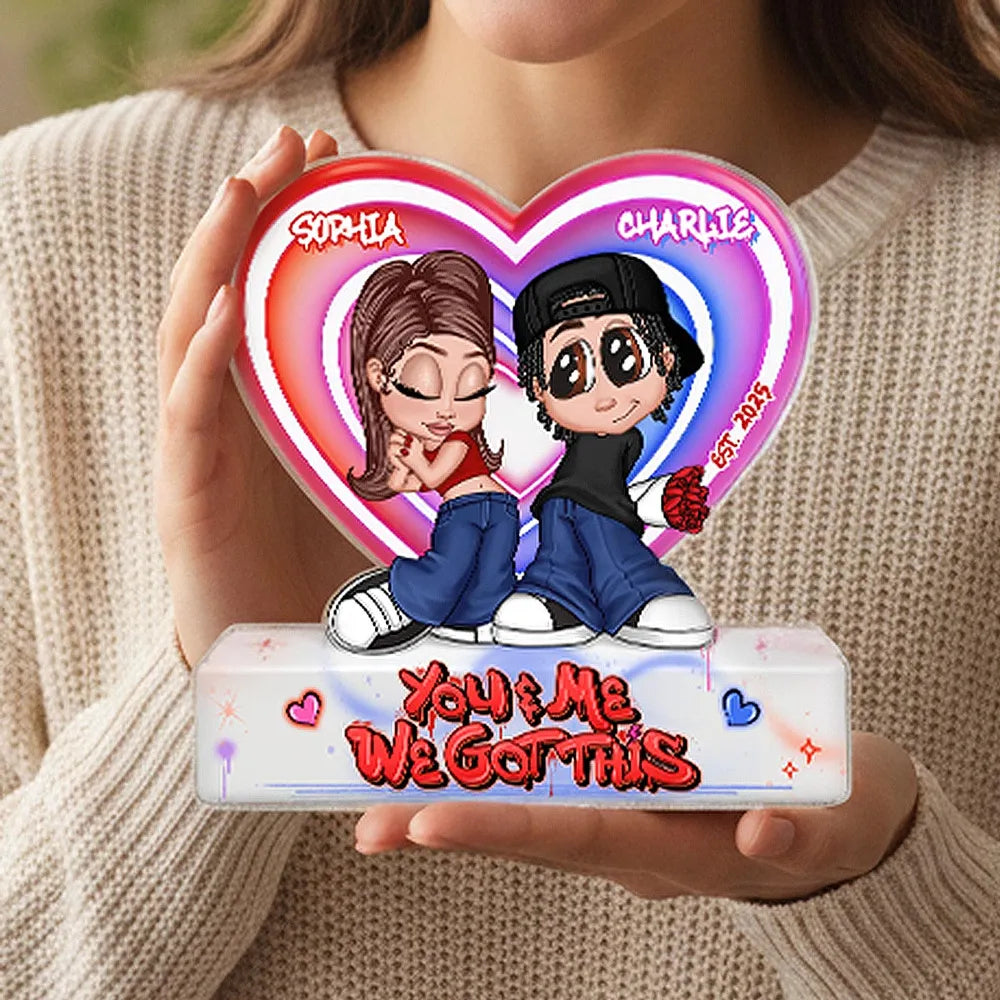Personalized Heart-Shaped Acrylic Couple Figurine - Romantic Gift for Anniversaries Plaque MagicInPrints