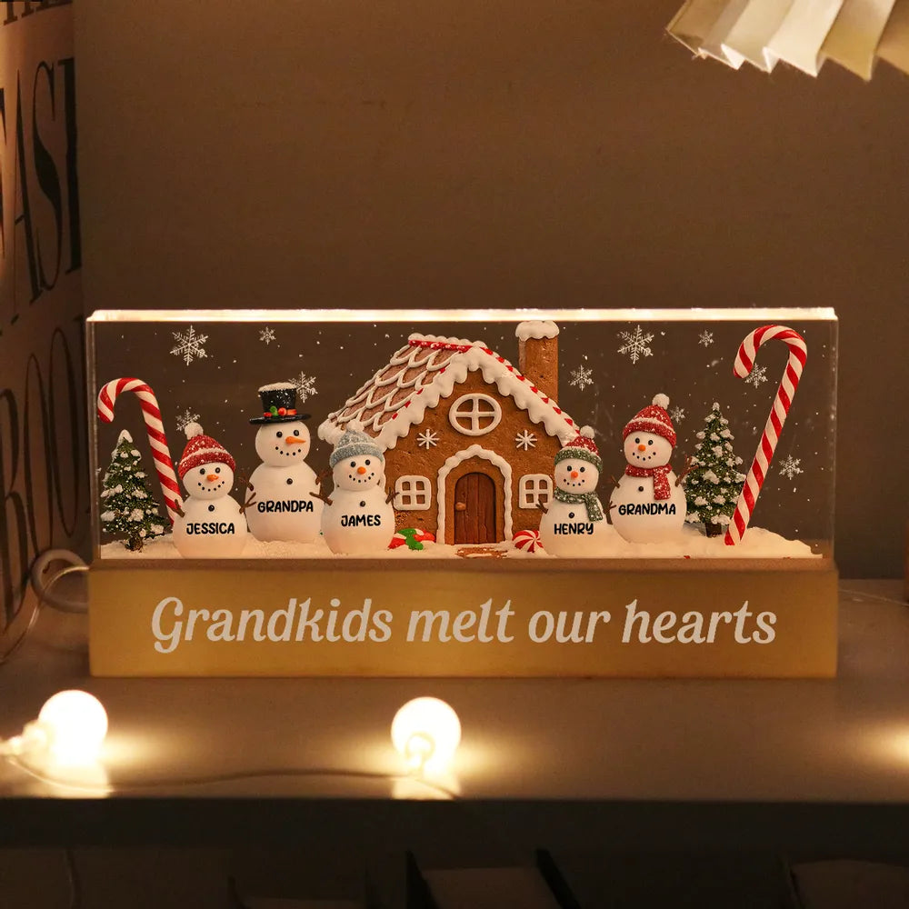 Personalized Christmas Snowman Family Light Box for Grandparents - Holiday Decoration Plaque MagicInPrints
