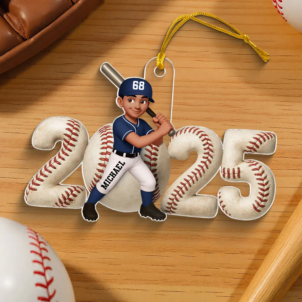 Personalized Baseball Ornament for Kids - Custom Name and Year 2025 Ornament MagicInPrints