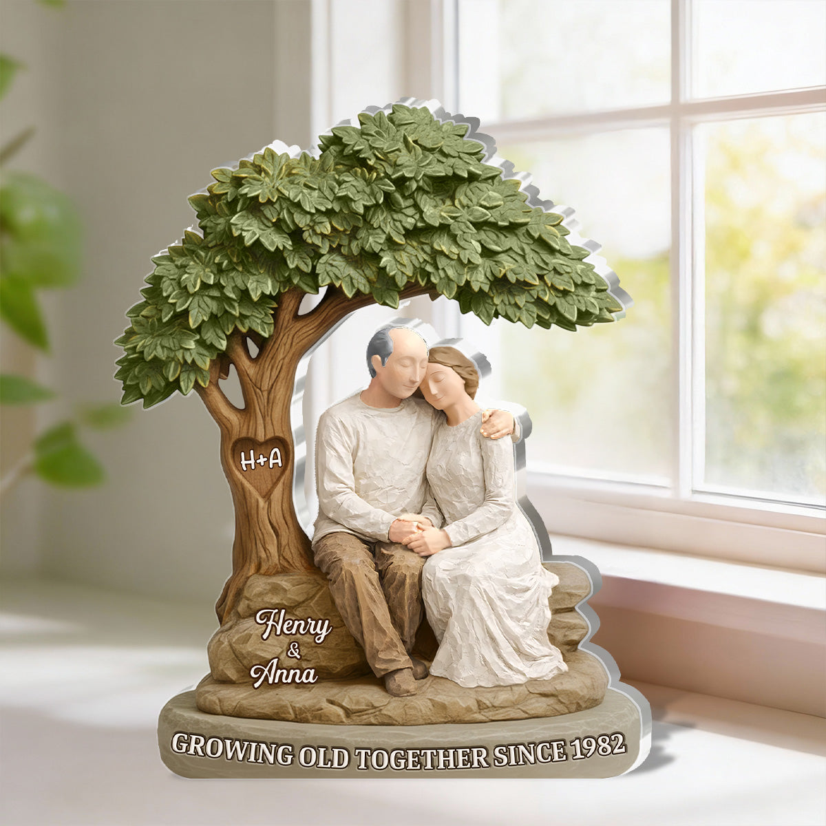 Personalized Couple Figurine with Tree - Anniversary Gift for Long-Term Love Plaque MagicInPrints