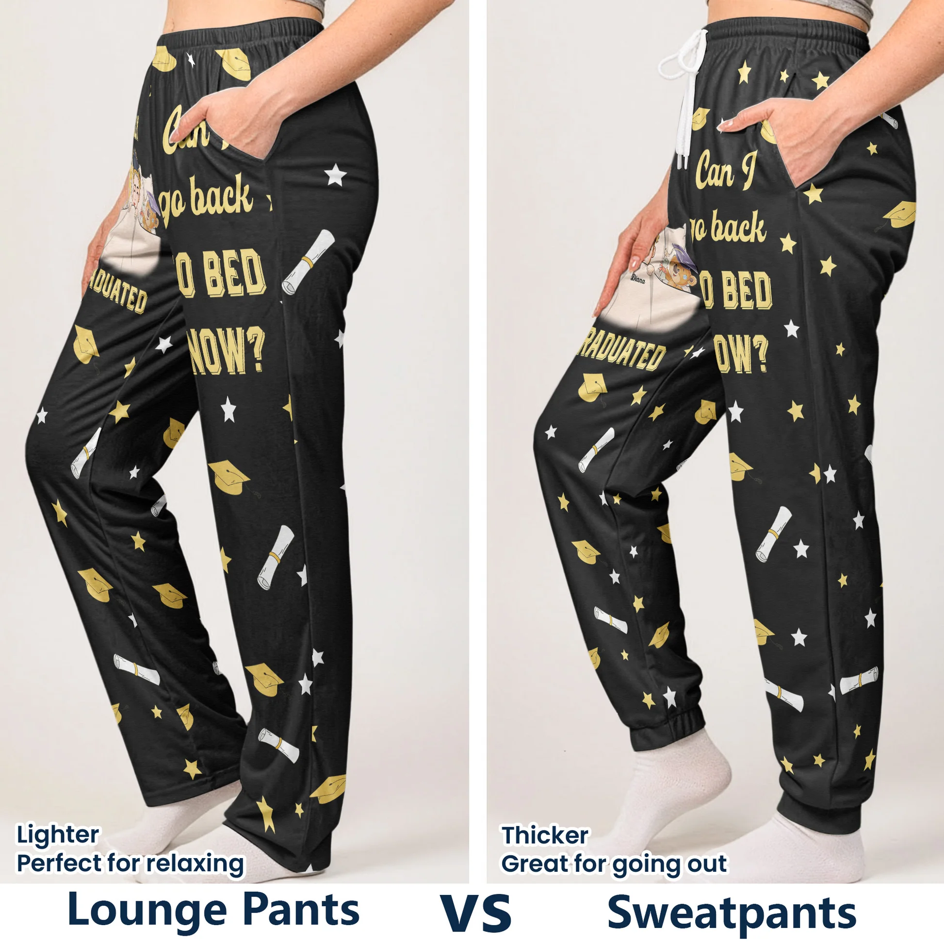 Custom Graduation Pajama Pants for Graduates - Fun Sleepwear Gift Pants MagicInPrints