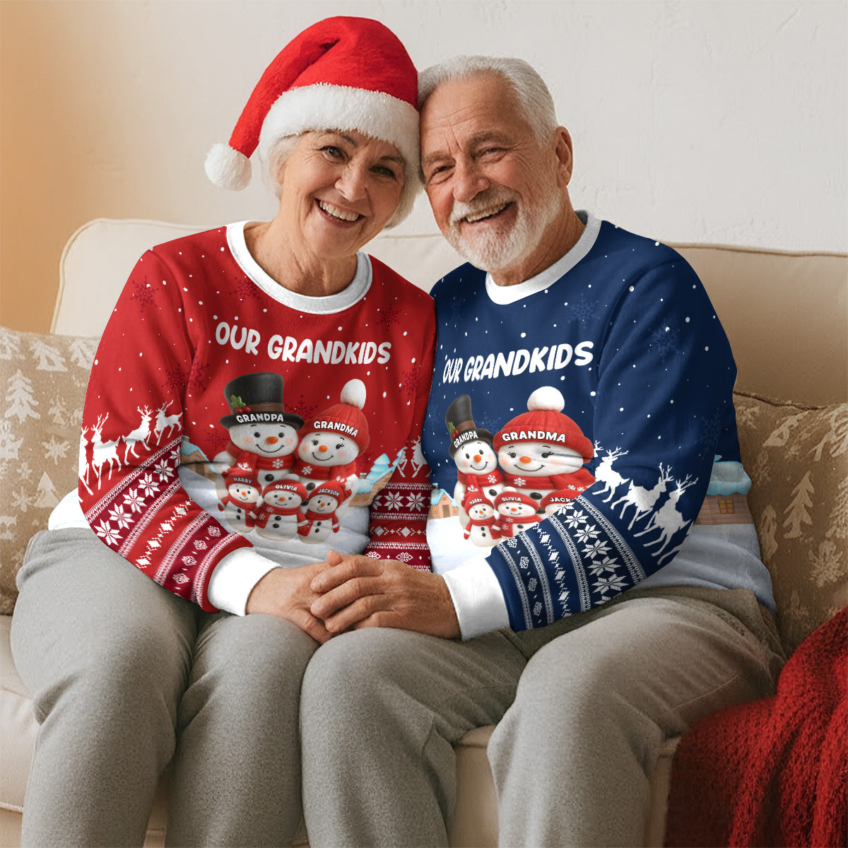 Personalized Family Snowman Sweatshirt for Grandparents - Christmas Gift Cloth MagicInPrints