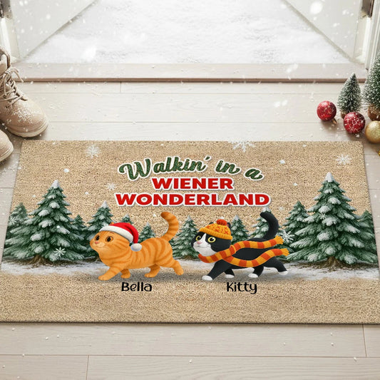 Personalized Christmas Cat Doormat for Pet Lovers - Festive Holiday Decor Doormat MagicInPrints