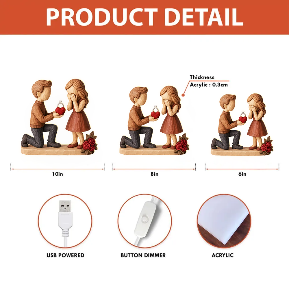 Personalized Wooden Couple Figurine - Engagement Gift for Couples Plaque MagicInPrints