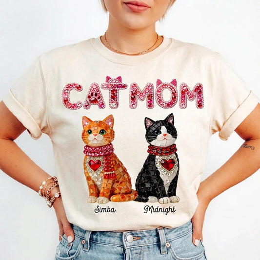 Personalized Cat Mom T-Shirt for Women with Custom Cat Names - Perfect Gift for Cat Lovers Cloth MagicInPrints