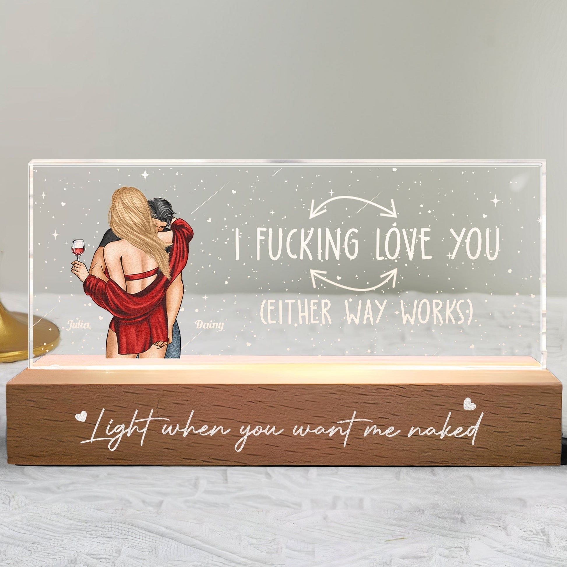 Custom Romantic LED Night Light for Couples - Anniversary or Valentine's Gift Plaque MagicInPrints
