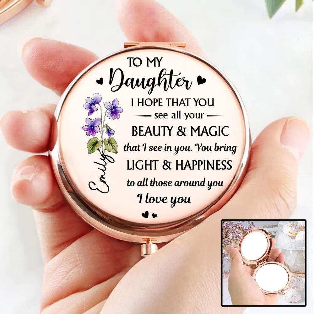 Personalized Compact Mirror for Daughter - Sentimental Gift with Inspirational Message Beauty Tools MagicInPrints