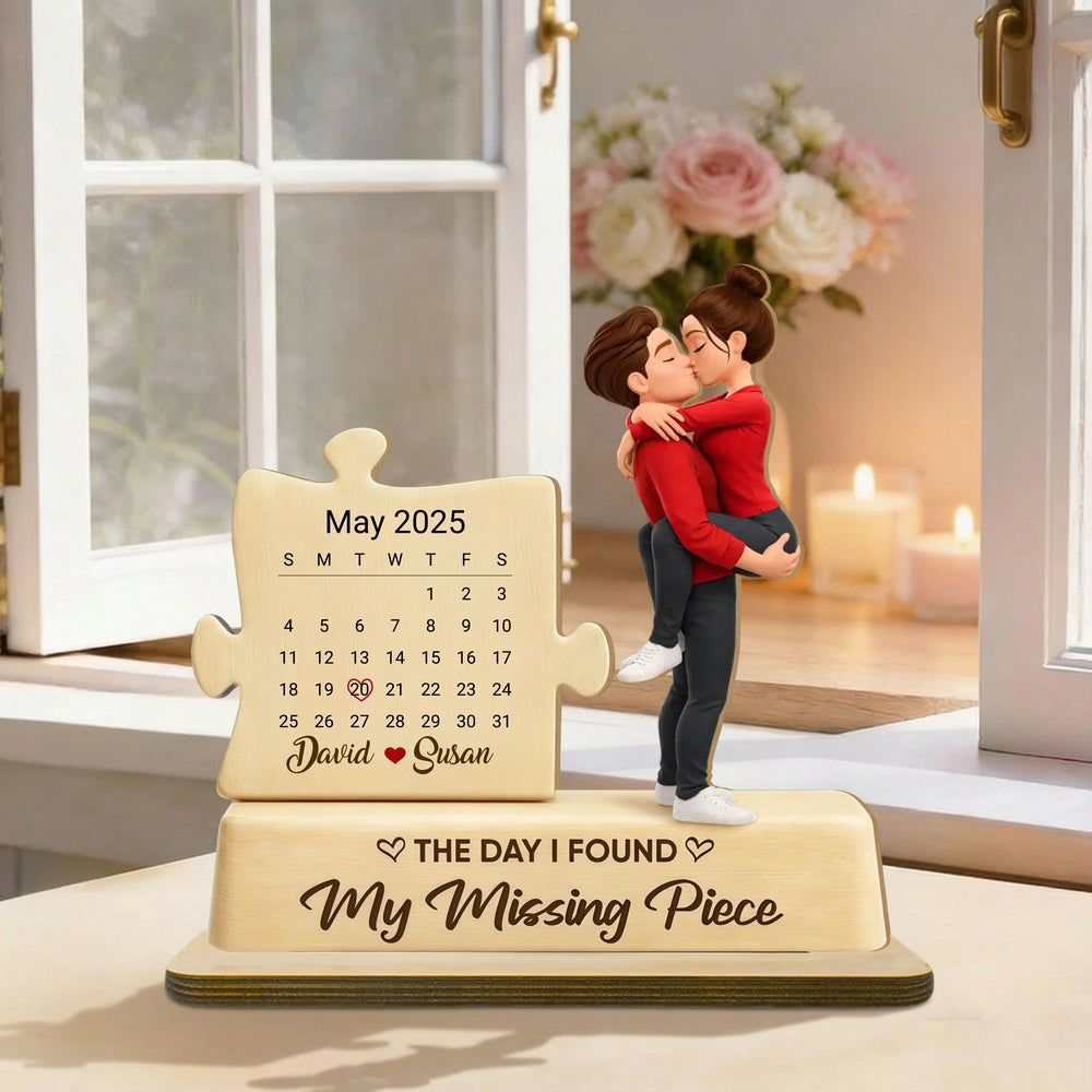 Personalized Couple Figurine with Date Puzzle - Romantic Anniversary Gift Plaque MagicInPrints