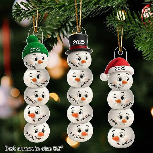 Personalized Snowman Family Christmas Ornaments 2025 - Holiday Tree Decoration Ornament MagicInPrints
