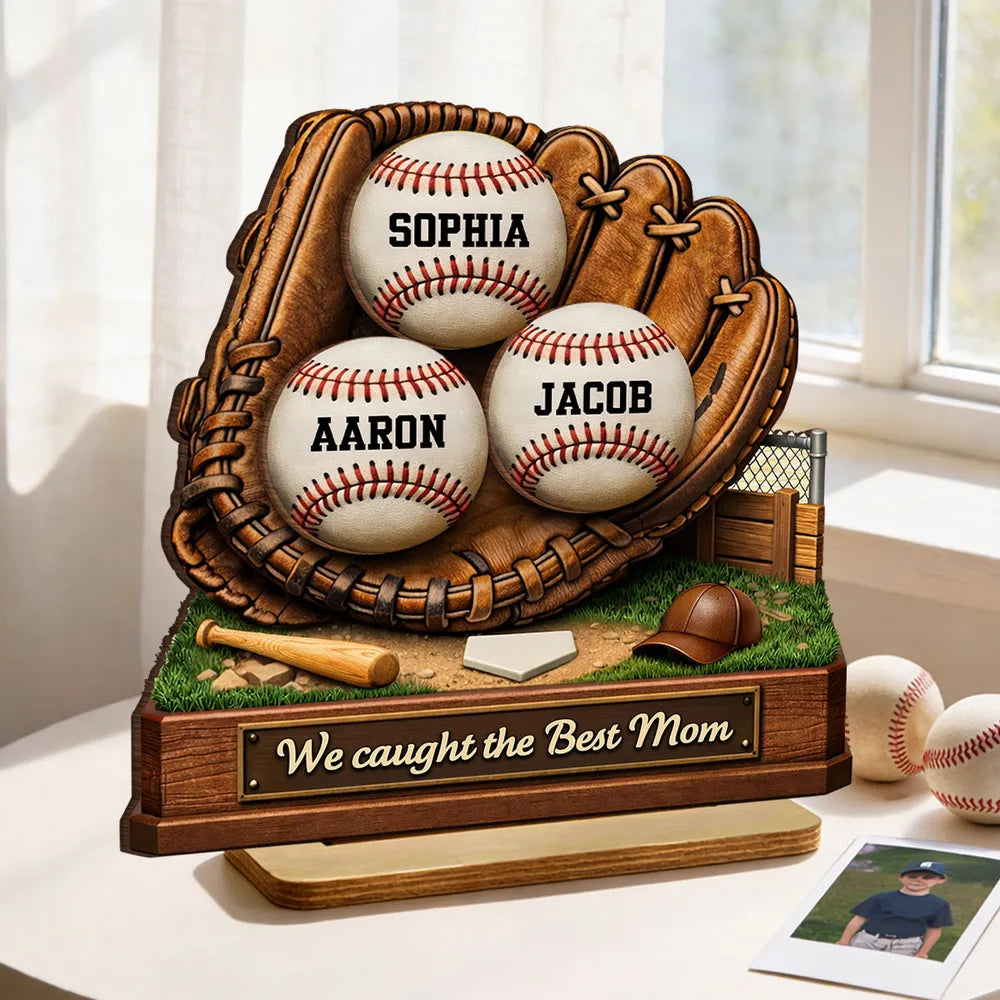 Personalized Baseball Glove Display for Mom - Mother's Day Gift Plaque MagicInPrints